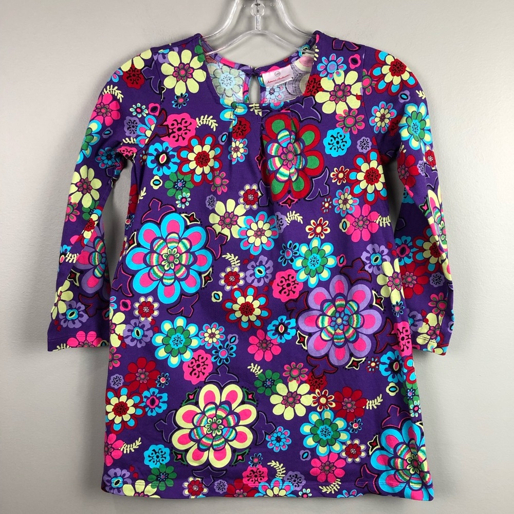 Hanna Andersson  Floral Long Sleeve Dress Purple